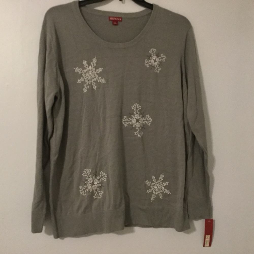 MERONA Size Plus 3 Long Sleeve Snowflake Gray
